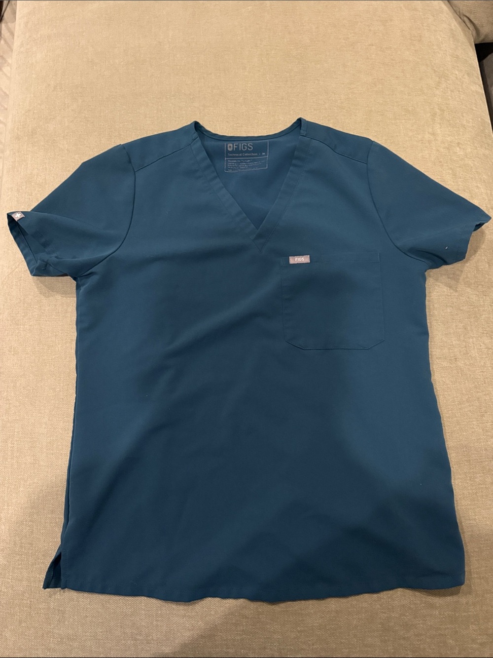 FIGS Womens Teal V-Neck Scrub Top - Solid Teal